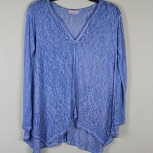 Blue Boho Slub Knit Long Sleeve Tunic